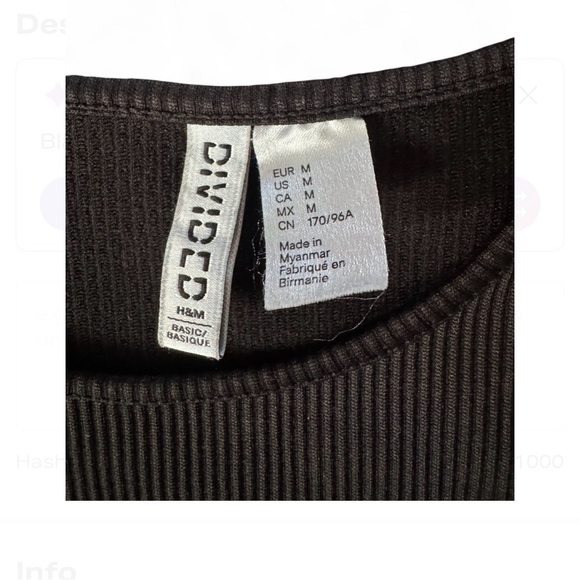 H&M Black Ribbed Top - Picture 2 of 2
